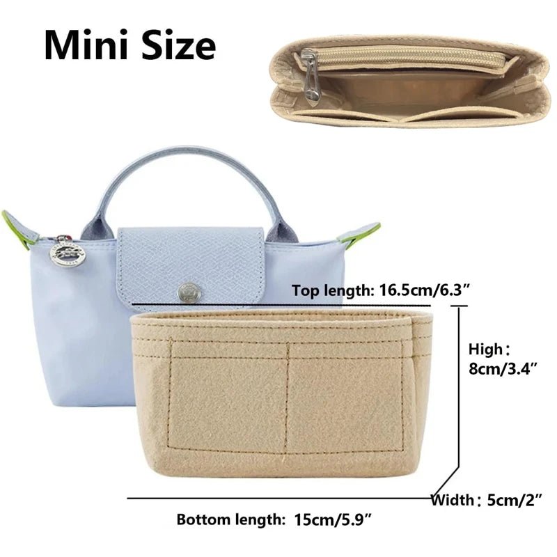 Bag Organiser for Longchamp - Multi - Pocket Inner Liner Insert for Mini Tote - lily supply