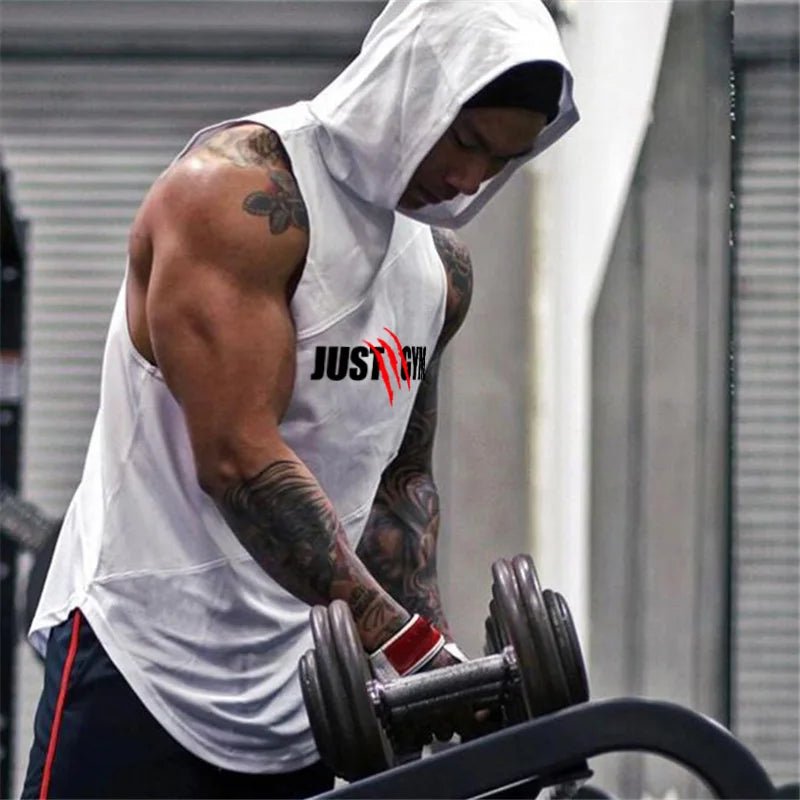 Jogging Sports T-shirts Mens Casual Street Hip Hop Hooded Tank Top Cotton Sleeveless Sweatshirt Fitness Workout Sportswear Tops - lily supply