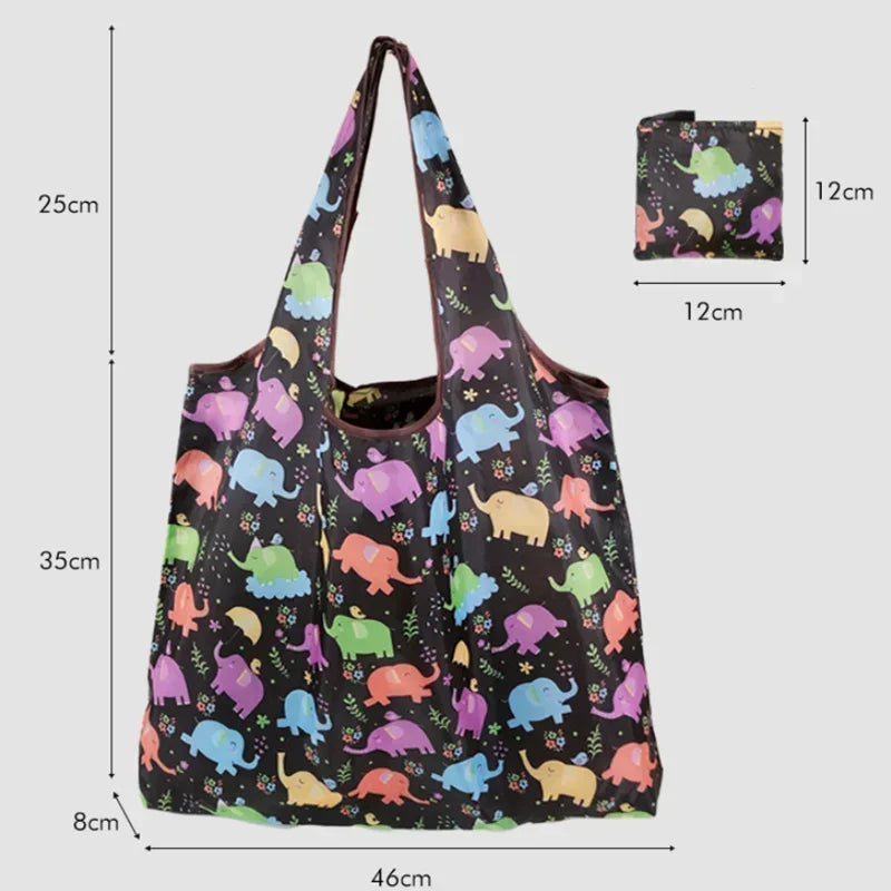 Big Nylon Foldable Reusable Tote Bag - Eco Polyester Shoulder Handbag