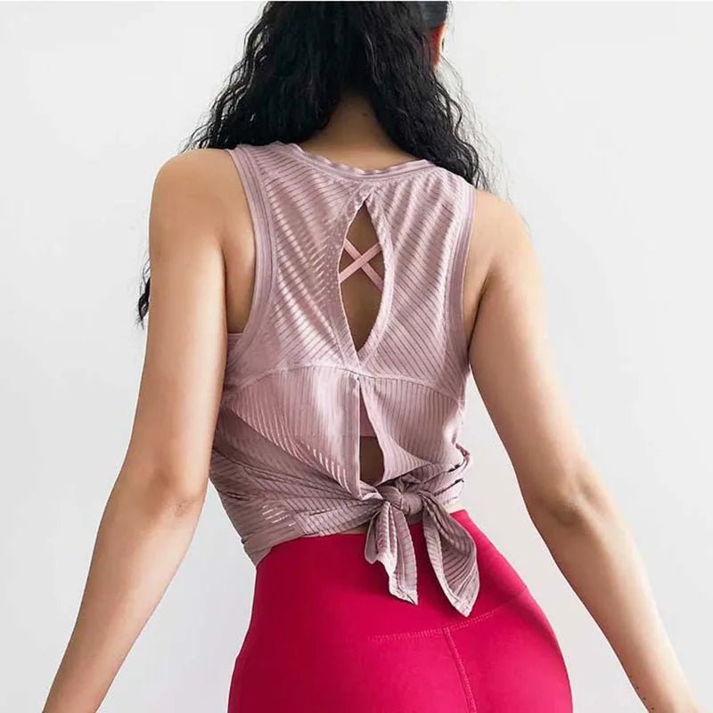 Sexy Open Back Sport T-shirt Women Gym Tank top Loose Sportswear Breathable Workout Tank Top Sleeveless Fitness Yoga T shirt top - lily supply