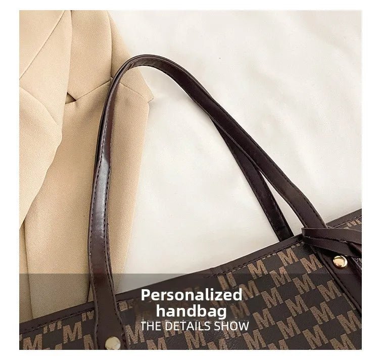 Women's PU Leather Print Commuting Tote Bag - Large Capacity College Handbag - lily supply