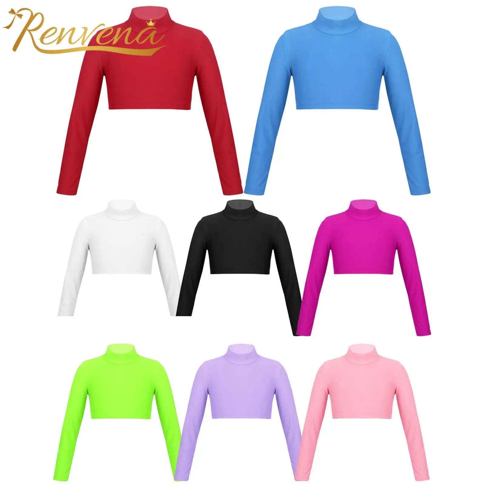 Kids Girls Crop Tops Girl's T-Shirts Top Long Sleeves Tshirts Ballet Gymnastics Dance Wear Children Sports Fitness Tops Tees - lily supply