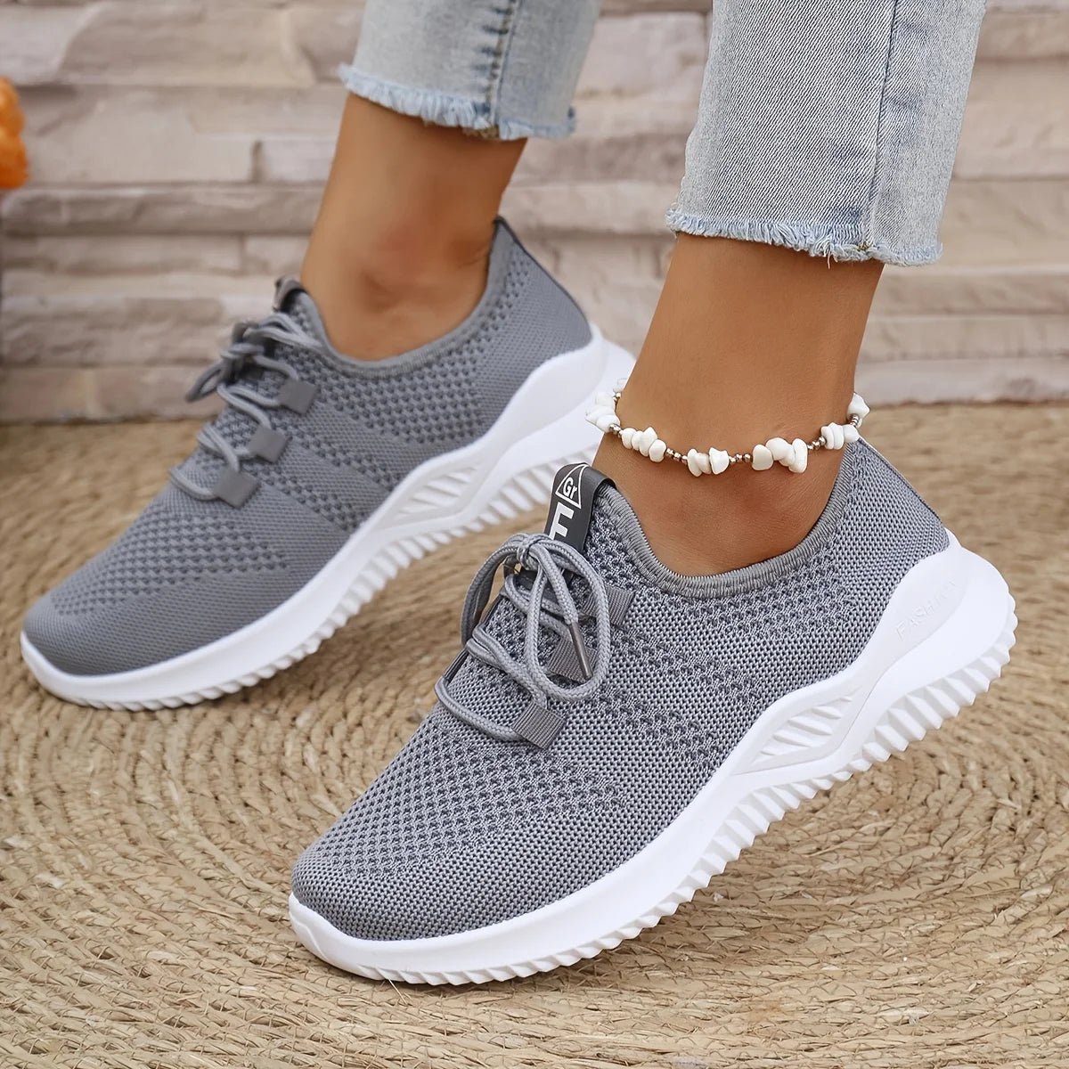 Women's Leisure Sports Shoes in Solid Colors with Knit Upper and Soft Soles for Running Tennis and Workouts Ideal for Travel - lily supply