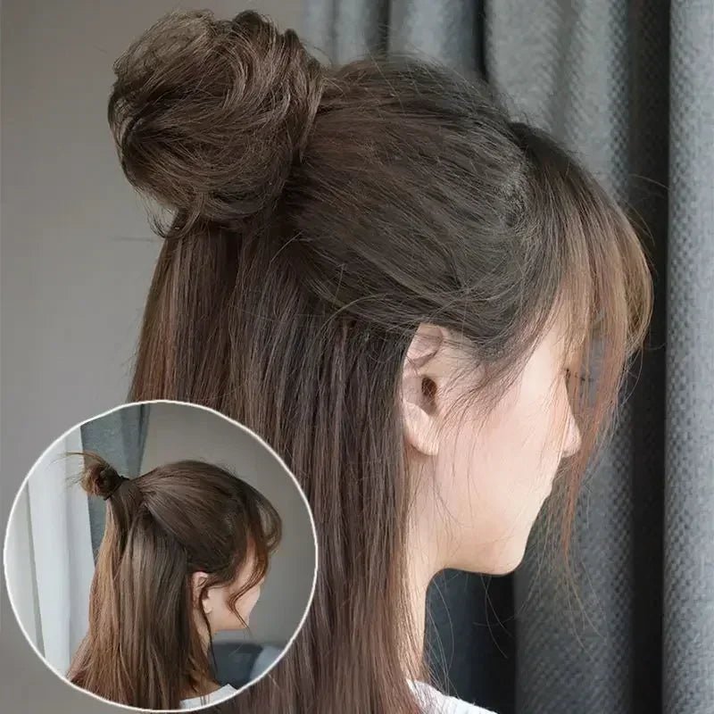 Curly Short Hair Chignon Donut Bun Wig - Claw Clip Hairpiece - lily supply