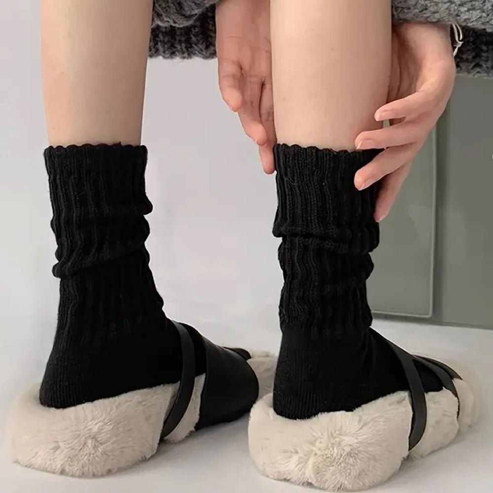 Women's Solid Warm Stacked Knitted Mid - Calf Socks – Cosy Winter Socks - lily supply