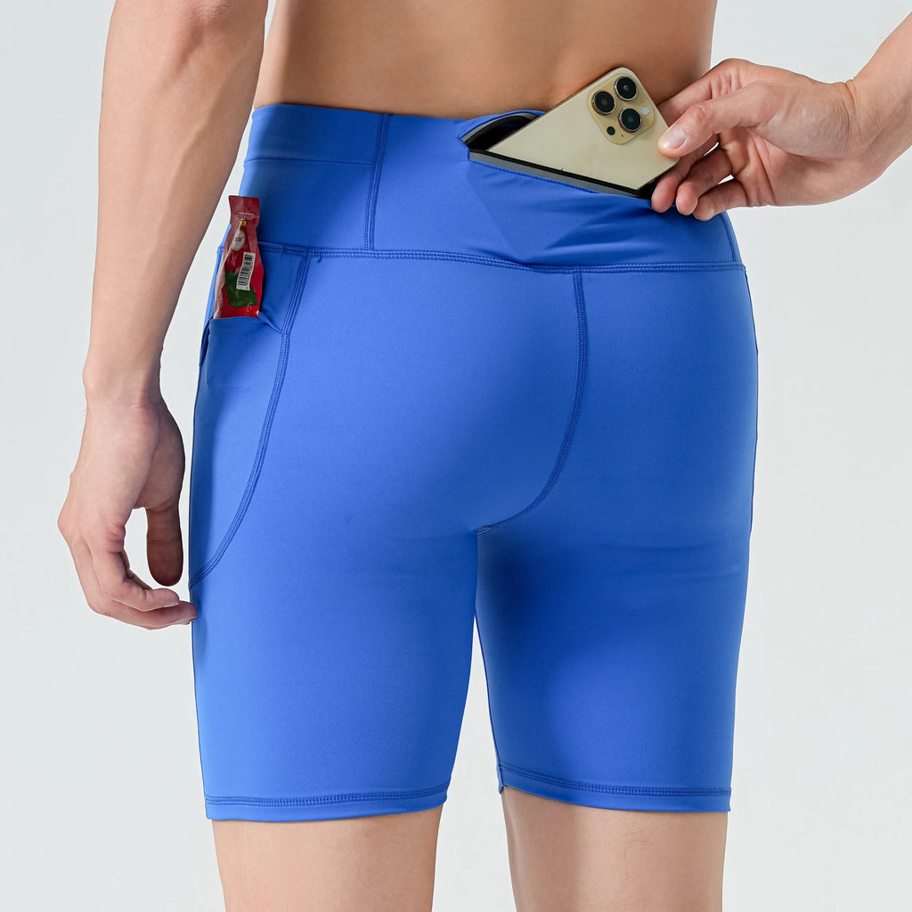 Men's Compression Running Shorts – 4 Pockets Waterproof Cycling Leggings
