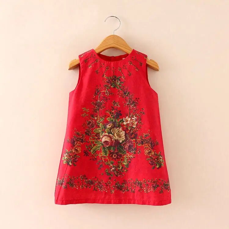 Girls Birthday Party Dress Fashion Rose Printing Children Costumes For Girls Brand Kids Dresses Princess Girls Party Dress - lily supply