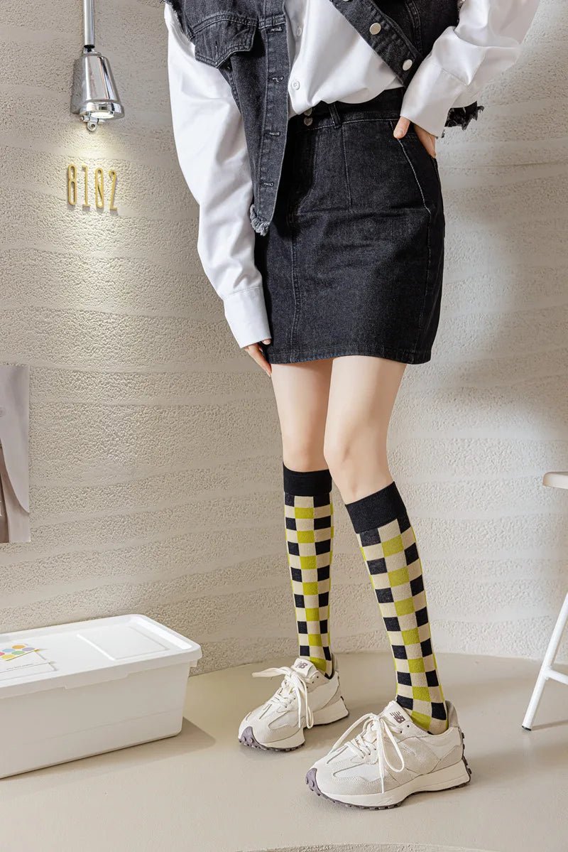 Women's Korean Vintage Over Knee Long Socks - Trendy Fashion Stockings - lily supply