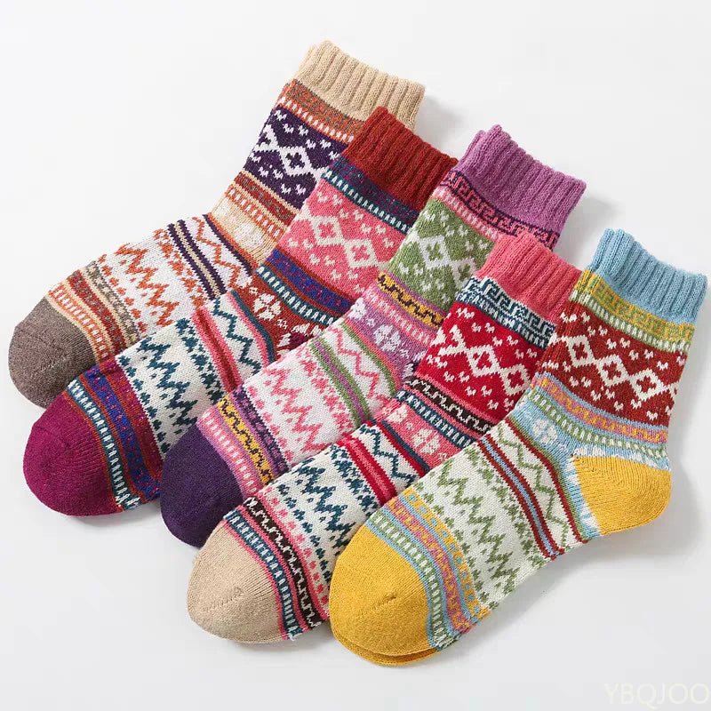 Women's Retro Ethnic Thickened Warm Mid Socks – Cosy Winter Socks - lily supply