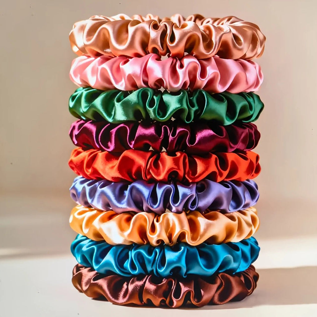 19pcs Non - Damaging Thin Scrunchies Set - Multi - Colour Mix - lily supply
