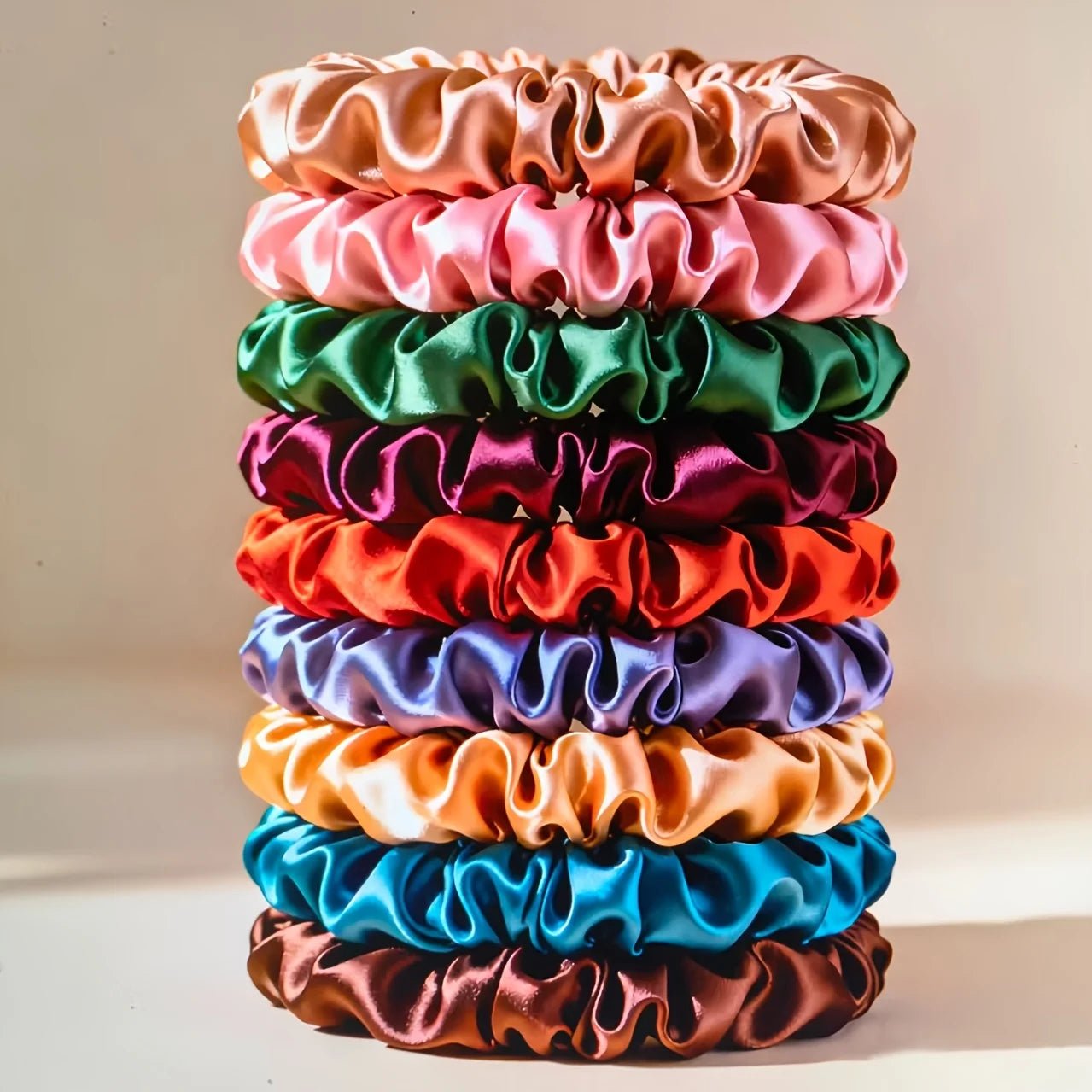 19pcs Non - Damaging Thin Scrunchies Set - Multi - Colour Mix - lily supply