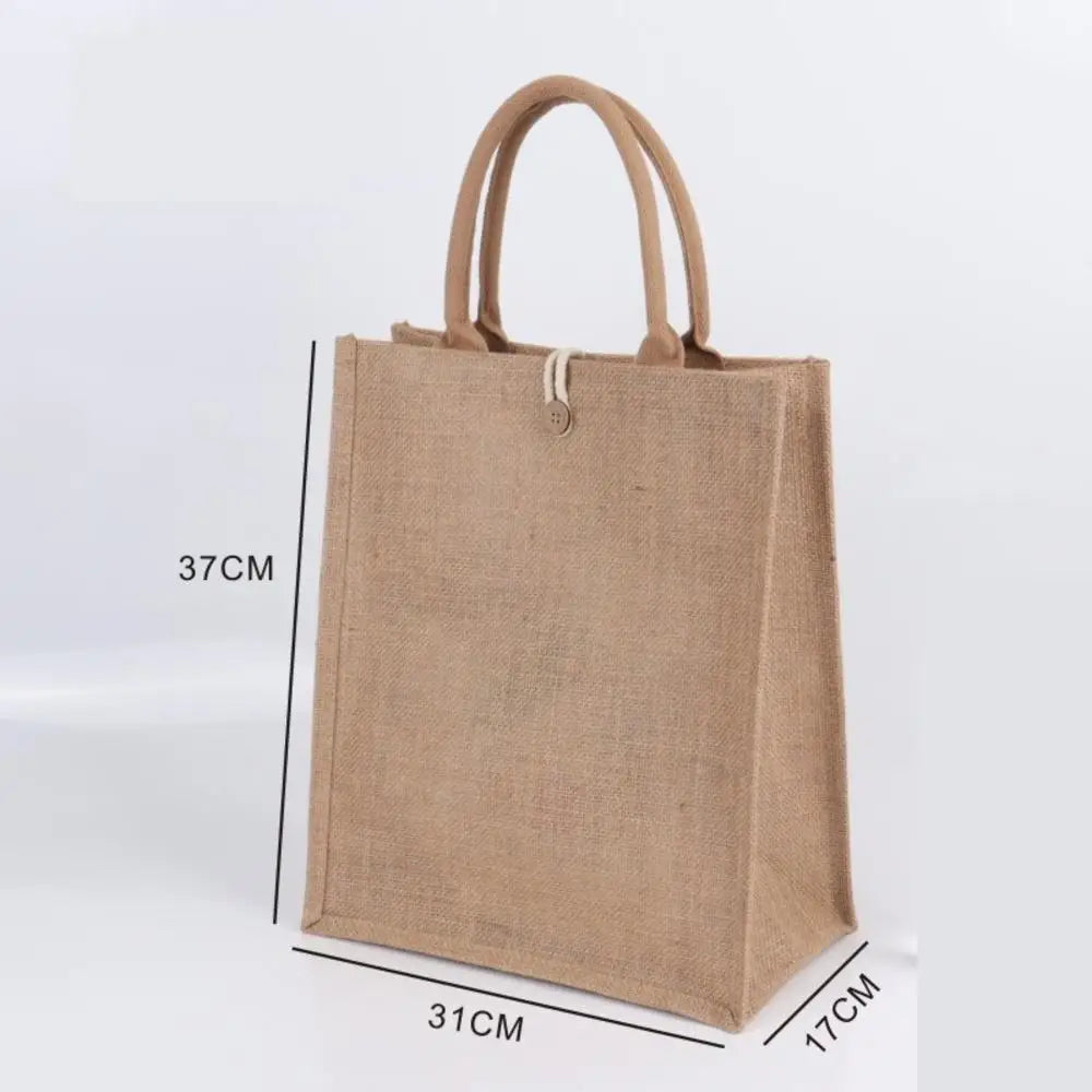 Women's Linen Burlap Beach Tote Bag - Eco Portable Shoulder Handbag