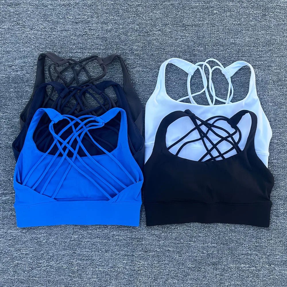 New Fitness Sports Bra for Women Push Up Cross Back Shockproof Running Gym Training Workout Yoga Underwear Crop Tops - lily supply