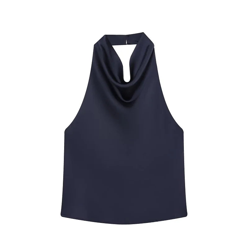 Women's Satin Halter Backless Camisole Top