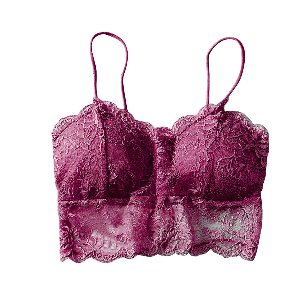 Women's Lace Bralette Zipper Crop Top