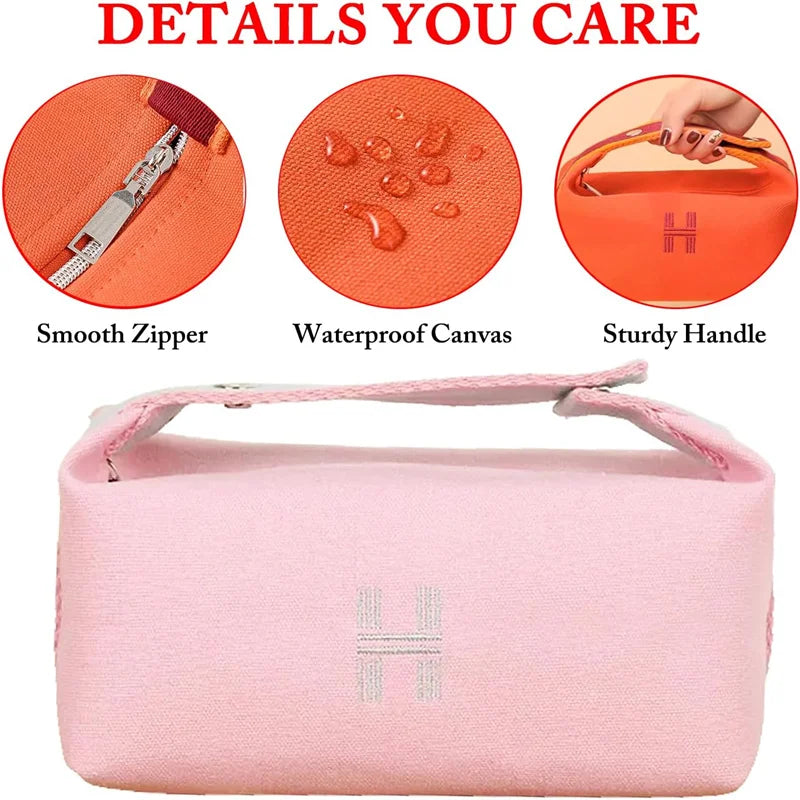 Fashion Makeup Bag for Women Waterproof Canvas Cosmetic Bag Travel Makeup Bag Latter H Make Up Organizer Case Toiletry Bag