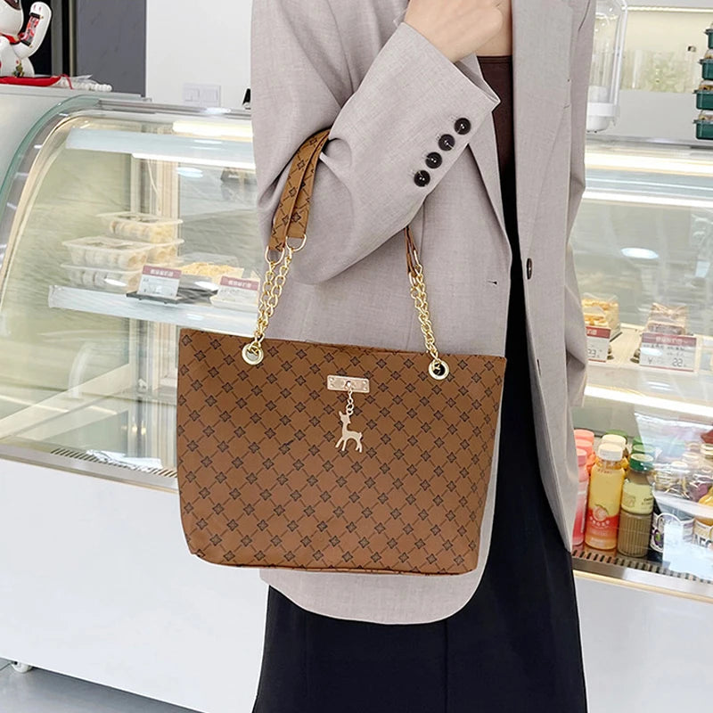Women's Large Capacity Luxury Print Tote Bag - Trendy Shoulder Purse