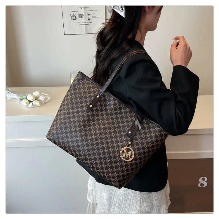 Women's PU Leather Print Commuting Tote Bag - Large Capacity College Handbag - lily supply