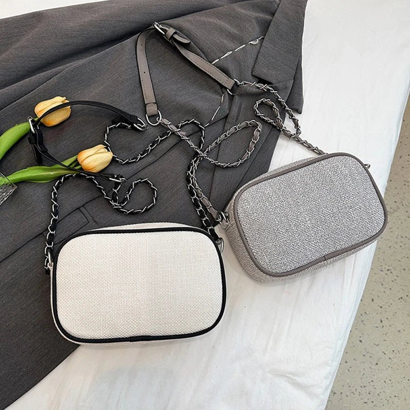 Women's Luxury Chain Canvas Shell Shoulder Bag - Designer Crossbody Purse - lily supply