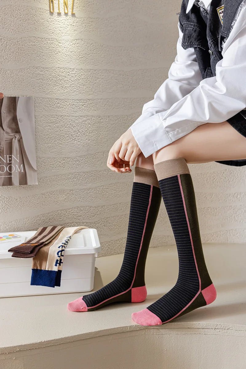 Women's Korean Retro Knee Length Socks – Vintage Style Long Socks - lily supply
