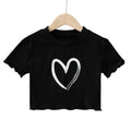 New summer girls T-shirt, black background, white love, comfortable and breathable - lily supply