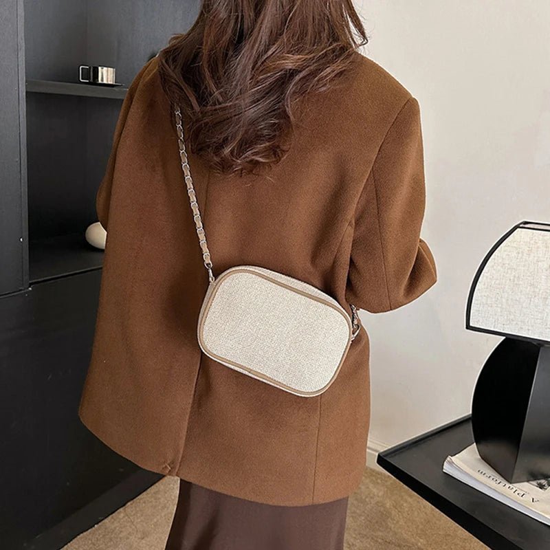 Women's Luxury Chain Canvas Shell Shoulder Bag - Designer Crossbody Purse - lily supply