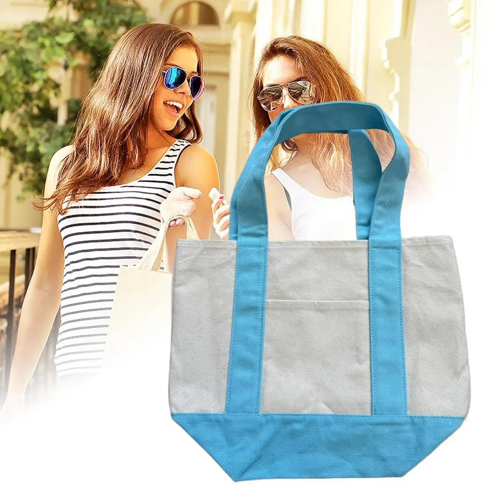 Canvas Reusable Grocery Tote Bag - Fashionable for Women Men Students