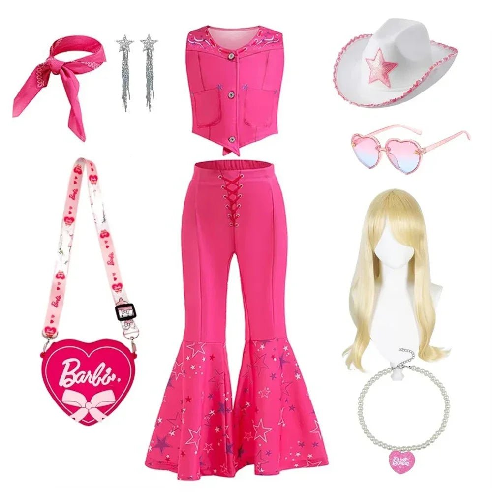Girls Cowgirl Dress Girls Costume for Kids Girls Cosplay Birthday Party Princess Pink Halloween Carnival For Girls Top Trousers - lily supply