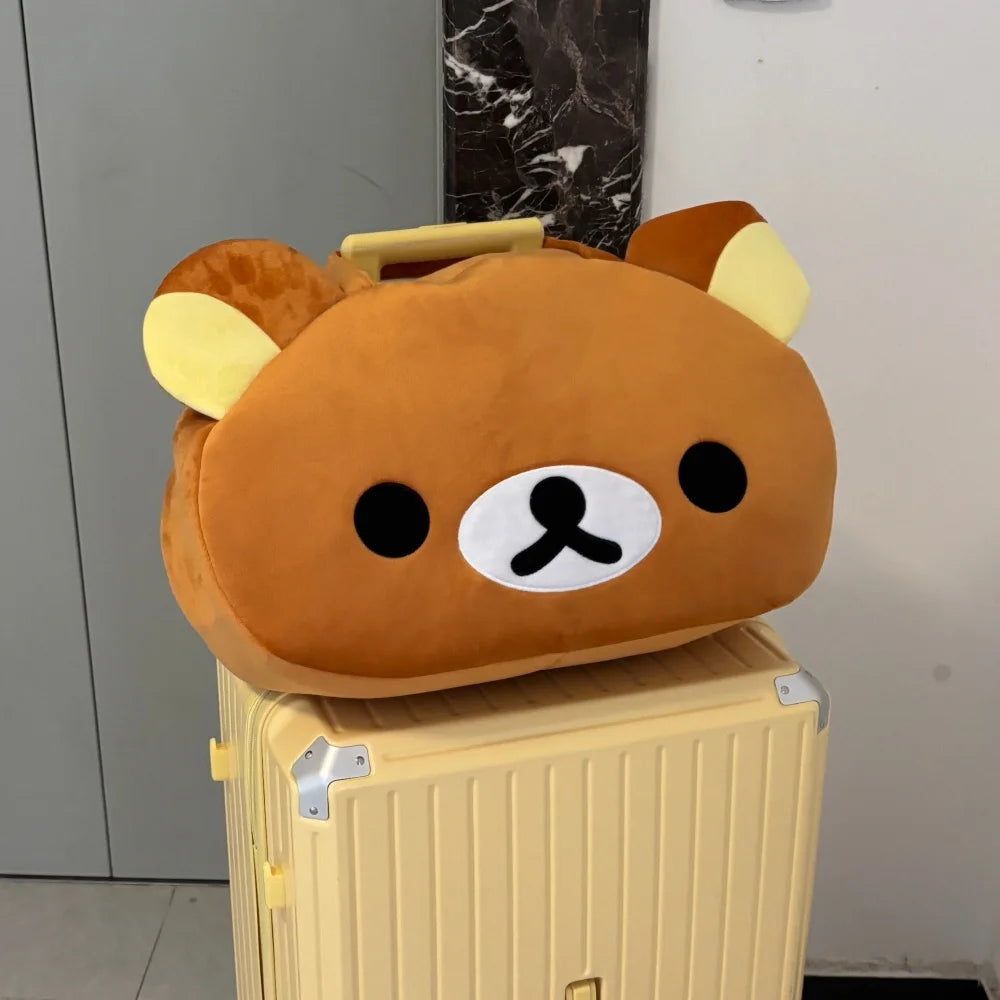 Kawaii Rilakkuma Plush Tote Bag - Cute Bear Cartoon Shoulder Bag