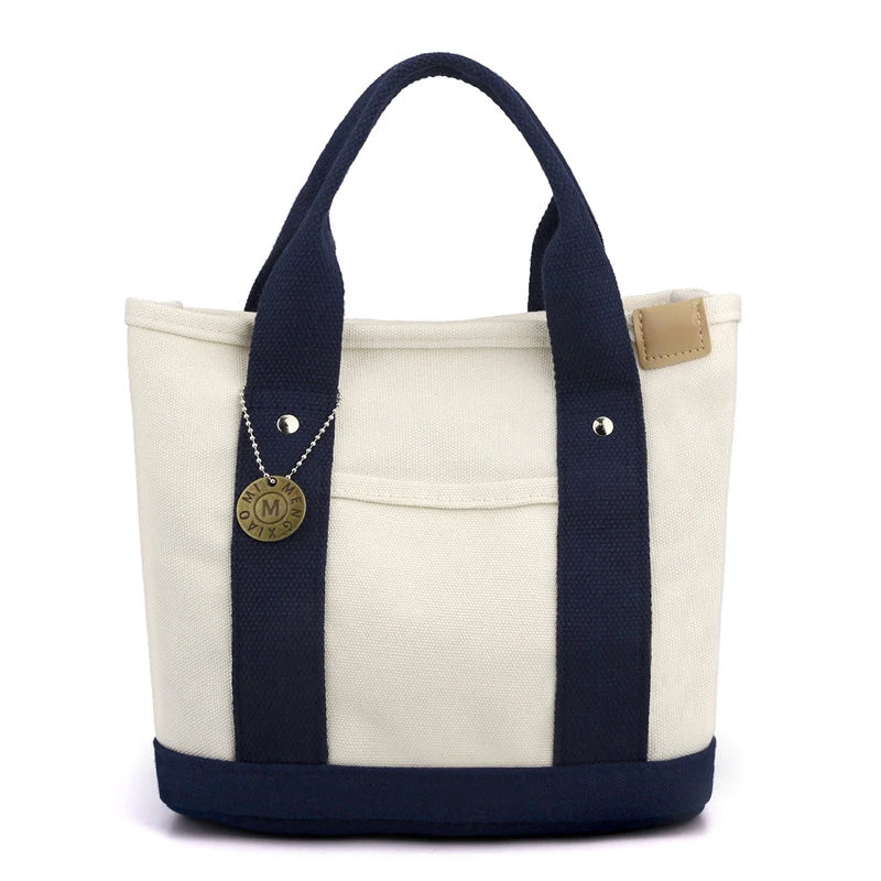 Canvas Tote Bag - Portable Large Capacity Lunch Bento Bucket Handbag
