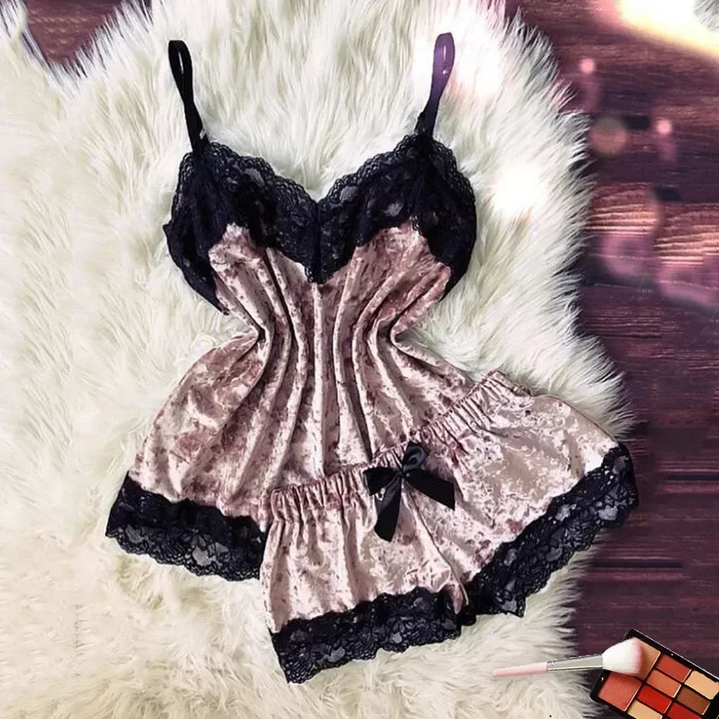 Women's Satin Lace Pyjama Set