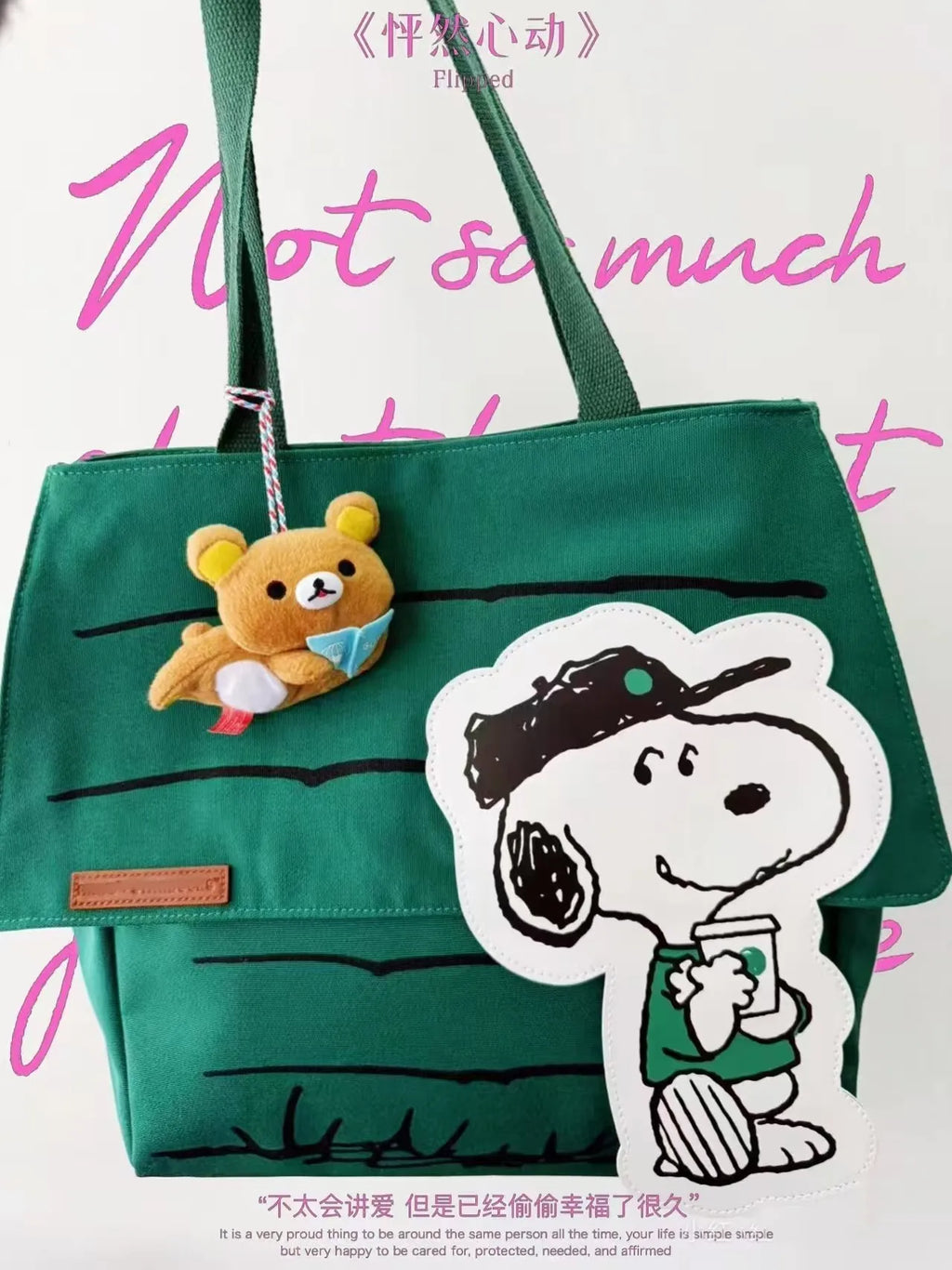 Snoopy Canvas Tote Shoulder Bag - Large Capacity Casual Girls Travel Bag