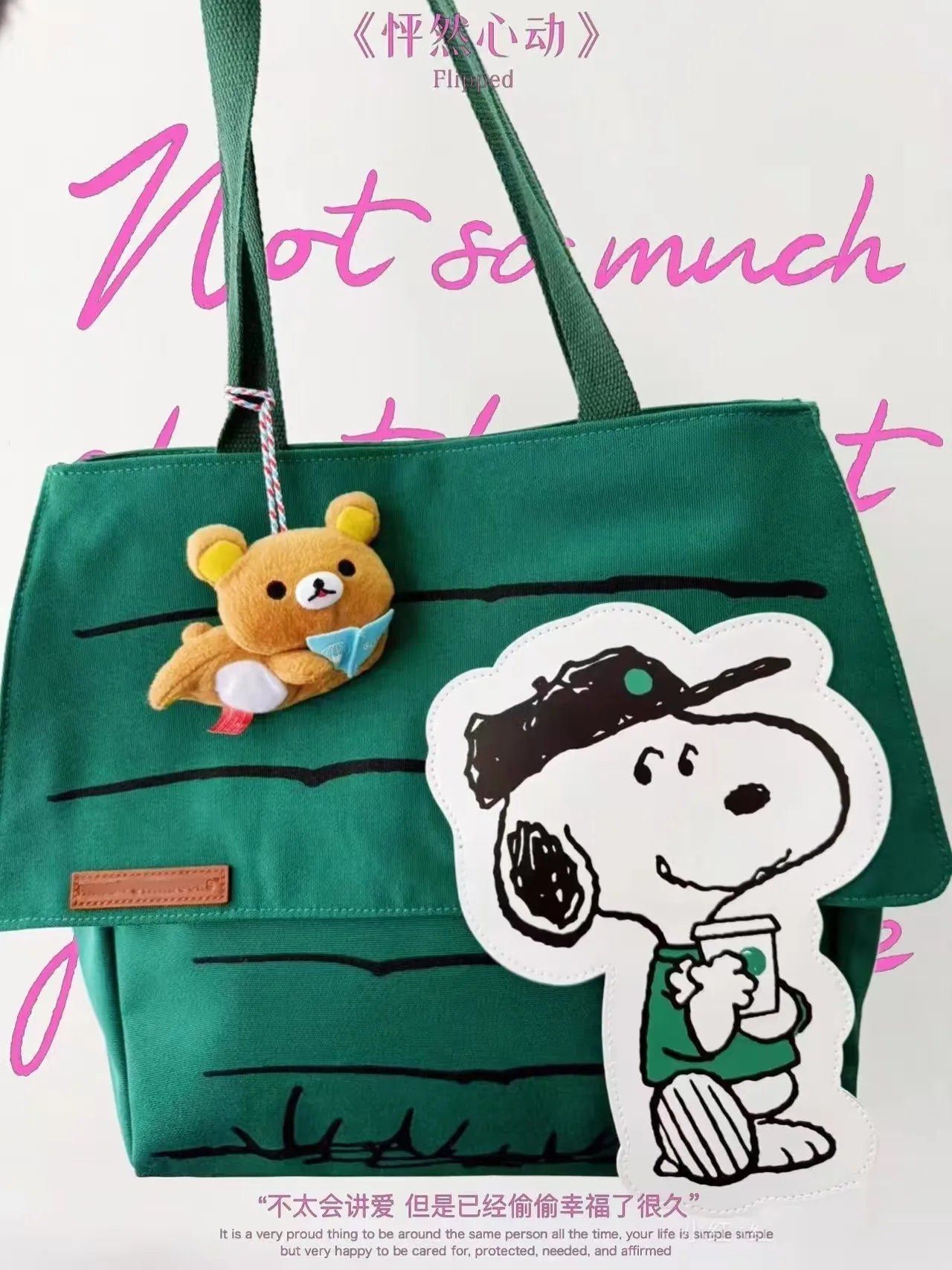 Snoopy Canvas Tote Shoulder Bag - Large Capacity Casual Girls Travel Bag