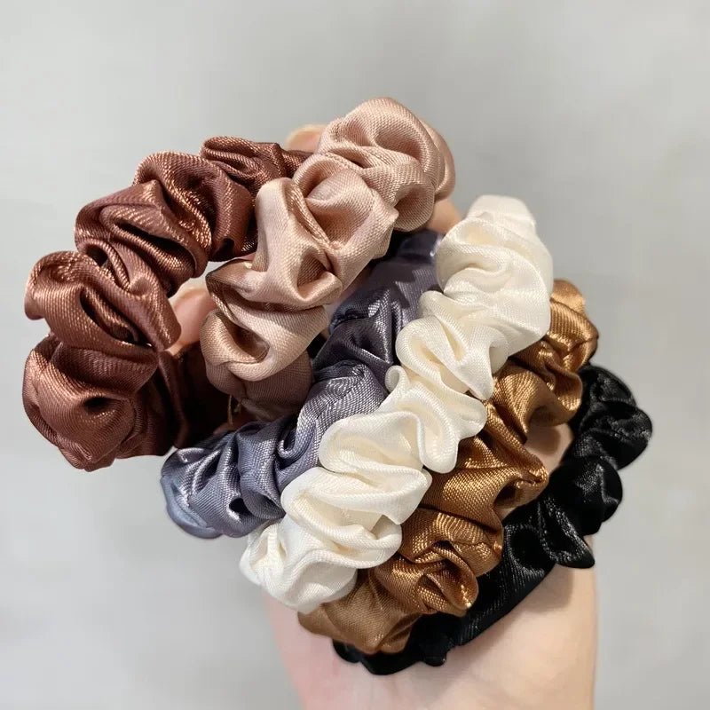 Satin Minimalist Solid Colour Silk Hair Scrunchies - Elastic Ponytail Ties - lily supply