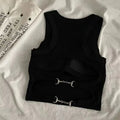New Women Sports Tank Tops With Bra Pad Casual Crop Tops Backless Knitt Running Camisole For Women Streetwear Tops - lily supply