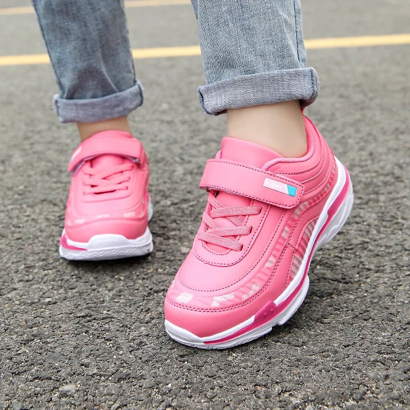 Girls Sport Shoes Waterproof Running Kids Sneakers Casual Leather Pink Breathable Fashion Antislip Lightweight Children Shoes - lily supply