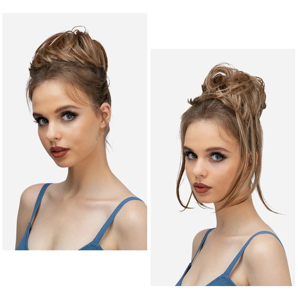 Synthetic Curly Messy Bun Hairpiece - Elastic Chignon Updo Donut - lily supply
