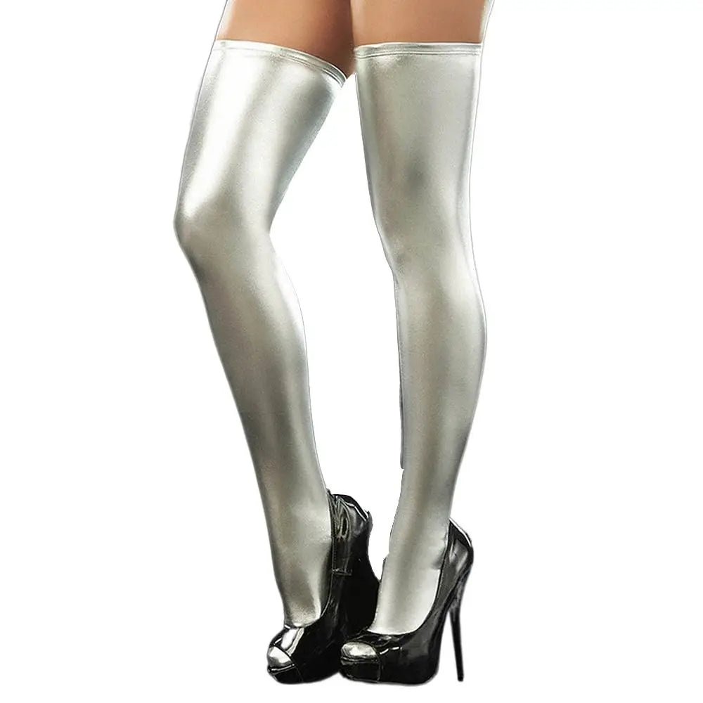 Women's PU Leather Thigh High Over - Knee Stockings – Faux Leather Long Socks - lily supply
