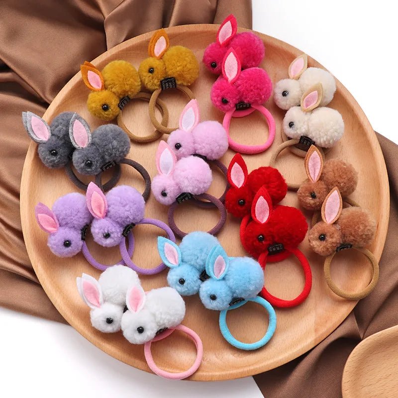 Furry Rabbit Ears Scrunchie Headbands - Korean Girls Hair Accessories - lily supply