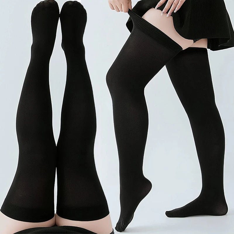 Women's Over Knee Thigh High Stockings - Black White Lolita Long Socks - lily supply