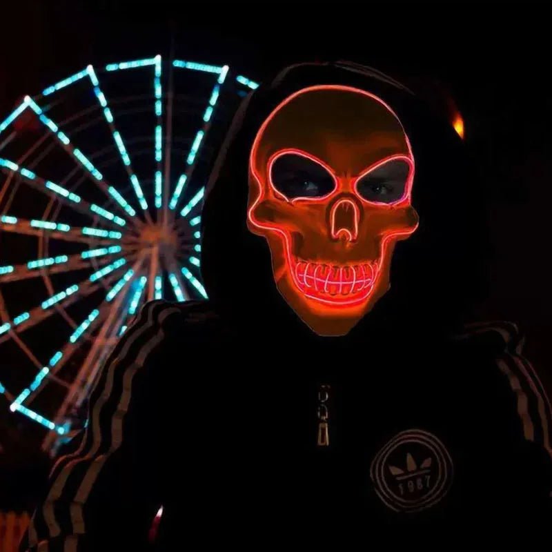 Halloween Horror Skull Mask LED Cold Light Mask LED Halloween Mask Cosplay Mask Halloween Party Decoration Luminous Skull Masks - lily supply