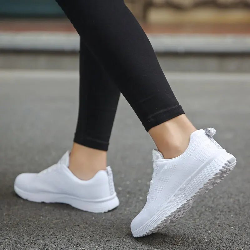 Women Casual Shoes Fashion Breathable Walking Mesh FlatShoesSneakers White Female Footwear - lily supply