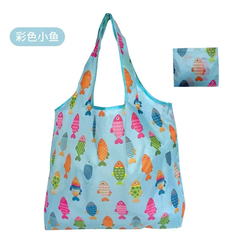 Big Nylon Foldable Reusable Tote Bag - Eco Polyester Shoulder Handbag
