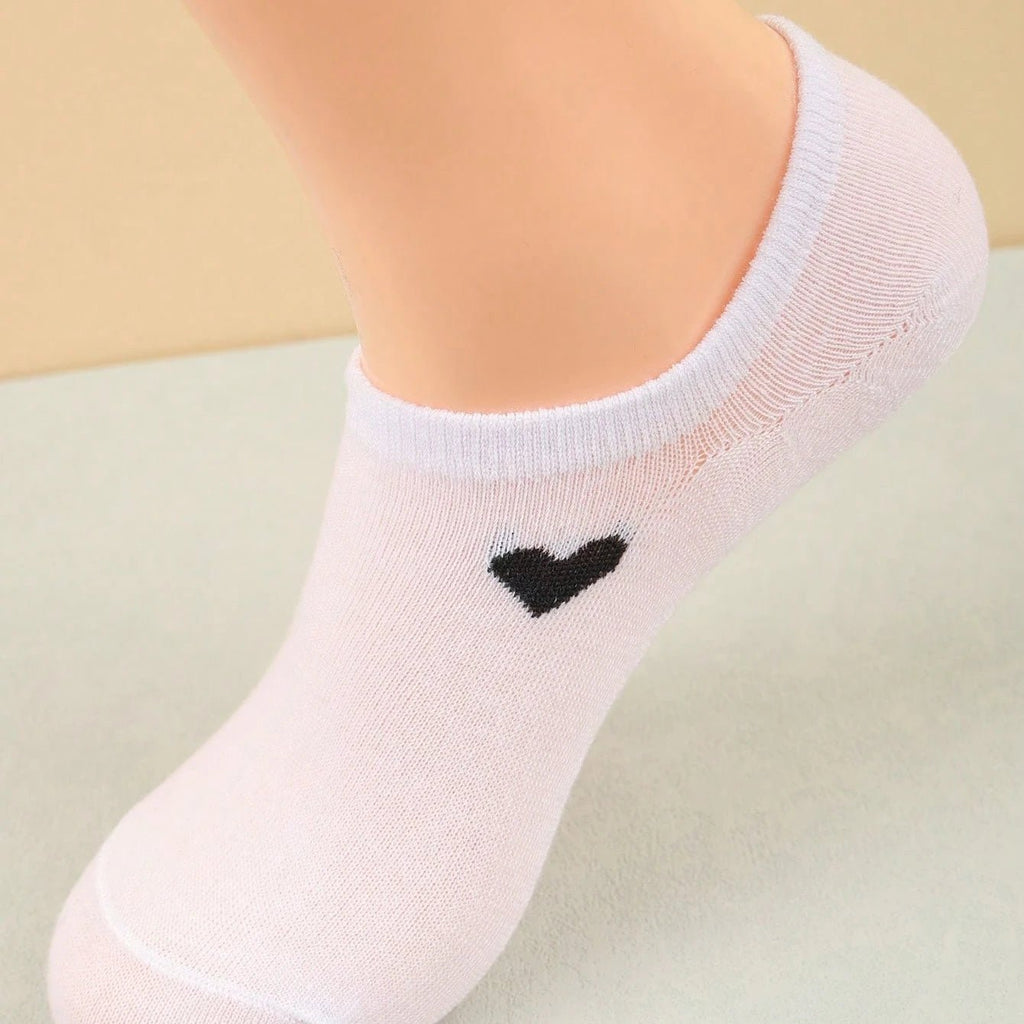 Women's Heart Pattern No - Show Socks – Invisible Ankle Socks - lily supply