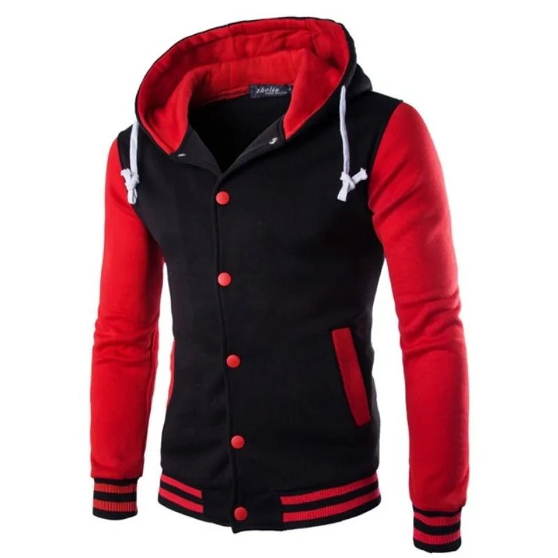 Men's Baseball Jersey Hooded Sweater Coat - lily supply