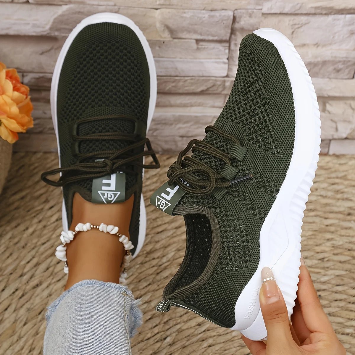 Women's Leisure Sports Shoes in Solid Colors with Knit Upper and Soft Soles for Running Tennis and Workouts Ideal for Travel - lily supply