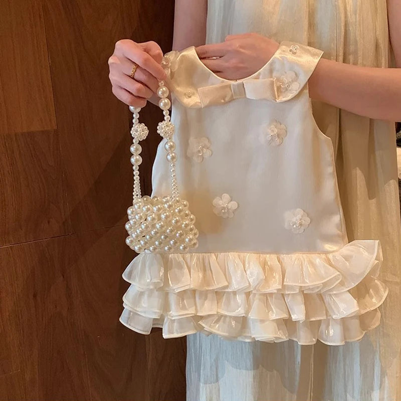 Baby Girls Lace Bow Dress - Birthday & Wedding Princess Gown