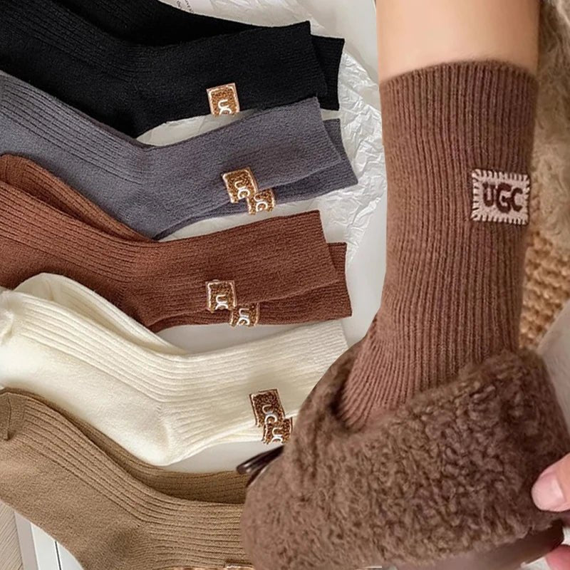 Women's Furry Heel Knitted Snow Boot Socks – Cosy Winter Boot Socks - lily supply