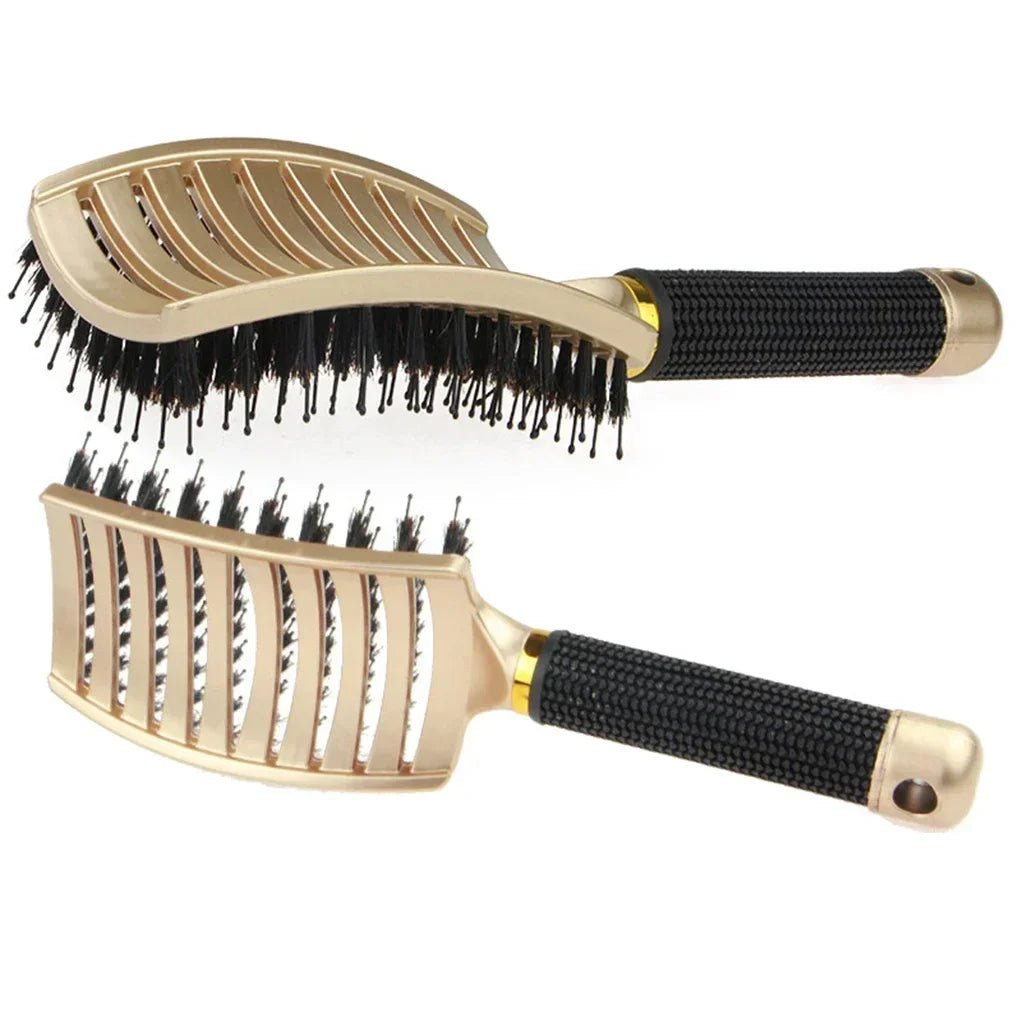 Boar Bristle Nylon Scalp Massage Comb - Wet Curly Detangle Salon Brush - lily supply