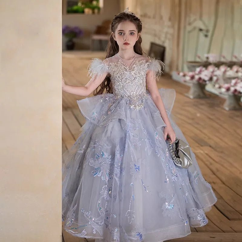 Girls Luxury Evening Princess Dress | Piano Performance Catwalk Costume Ages 7 - 13Y - lily supply